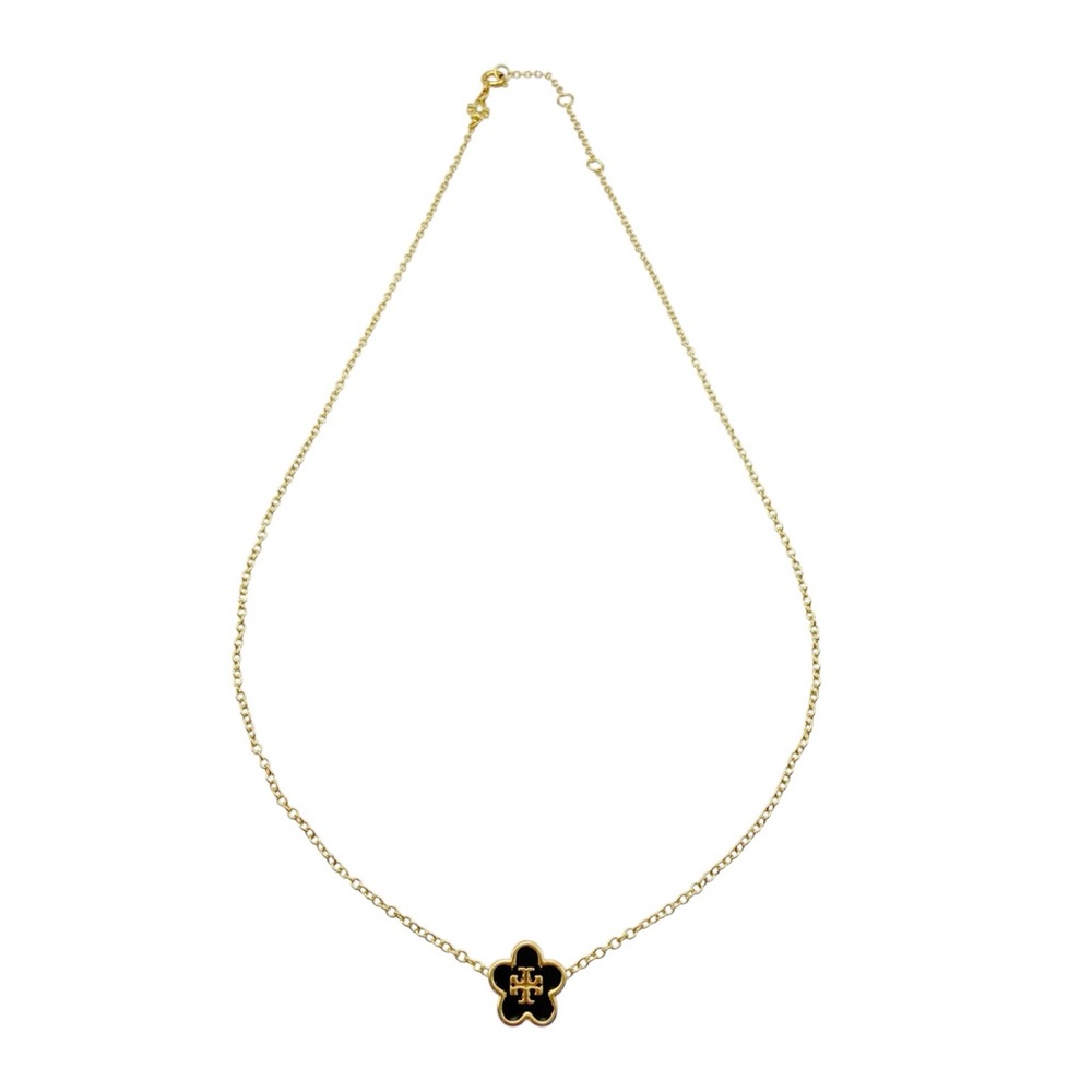Tory Burch FORGET ME NOT PENDANT NECKLACE in black